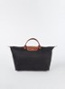 Le Pliage reistas L met leren details - Zwart