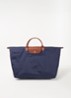 Le Pliage reistas L met leren details - Donkerblauw