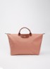 Le Pliage reistas L met leren details - Oudroze