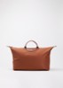 Le Pliage reistas XL met leren details - Cognac