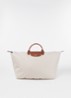 Le Pliage reistas XL met leren details - Creme