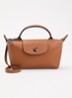 Le Pliage Xtra handtas XS van leer met afneembare schouderriem - Oranjebruin