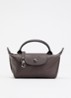 Le Pliage Xtra handtas XS van leer met afneembare schouderriem - Donkerbruin