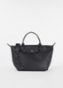 Le Pliage Xtra S handtas van leer met afneembare schouderriem - Zwart