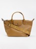 Le Pliage Xtra S handtas van leer met afneembare schouderriem - Cognac