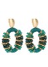 Elle oorstekers met glaskralen - Groen