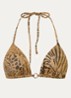 Ring triangel bikinitop met print en lurex - Goud