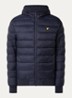 Gewatteerde jas met capuchon en logo - Donkerblauw