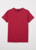 T-shirt met logoborduring - Cranberryrood