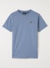 T-shirt met logoborduring - Blauwgrijs