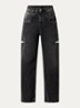 High waist tapered jeans met steekzakken - Antraciet