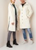 Longline unisex regenjas met capuchon  - Gebroken wit