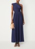 Revi maxi one shoulder jurk met plooien en cut-out detail - Donkerblauw