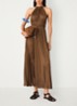 Revilly midi jurk met plooien - Bruin