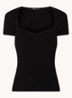 Ribgebreide top met stretch - Zwart