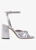 Sandalette van leer met metallic finish - Zilver