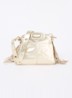 Schoudertas van leer met metallic finish - Geelgoud