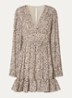 Jadie mini jurk met strikceintuur en ballonmouw - Creme