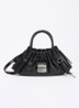 The Small Satchel handtas van lamsleer met afneembare schouderriem - Zwart