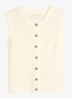 Grofgebreid vest met opengewerkt dessin - Creamy White-1173 / Wit