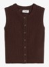 Grofgebreid vest met opengewerkt dessin - Burnt Aubergine-6929 / Paars