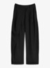 High waist straight fit pantalon met plooidetail - Zwart