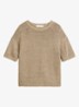 Fijngebreide pullover in  katoenblend met boothals - Zand