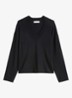 Fijngebreide pullover in scheelwolblend met V-hals - Black / Zwart
