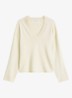 Fijngebreide pullover in scheelwolblend met V-hals - Smokey Sands / Crème