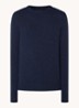Fijngebreide pullover in wolblend met gemêleerd dessin - Donkerblauw