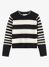 Fijngebreide pullover met streepprint - Zwart