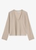 Fijngebreide trui in wolblend met V-hals - Beige