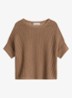 Grofgebreid trui in linnenblend met ribstructuur - Burnt Brown-1972 / Bruin