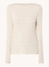 Longsleeve met streepprint en boothals - Gebroken wit