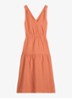 Midi jurk van linnen met plooien - Warm Orange-9326 / Oranje