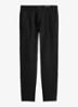 Osby tapered fit chino van linnen met plooidetail - Zwart