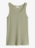 Ribgebreide tanktop met ronde hals - Lindegroen
