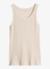 Ribgebreide tanktop met ronde hals - Beige