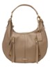 Schoudertas van leer met afneembare schouderriem - Taupe