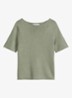 T-shirt in linnenblend met ronde hals - Lindegroen