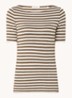 T-shirt met streepprint en stretch - Lichtbruin