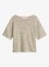 Trui in katoen-linnenblend met bateauhals - Linen Beige / Grijs