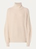Tempra ribgebreide trui in kasjmier wolblend met col - Beige