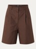 Ecuba high waist straight fit korte broek in linnenblend - Bruin