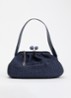 Pasticcino clutch met gevlochten detail en afneembare schouderriem - Donkerblauw