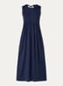 Ricordo midi jurk met smockwerk - Donkerblauw