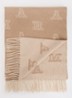 Sjaal van kasjmier met logoprint en franjes 180 x 70 cm - Camel