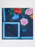 Sjaal van zijde met bloemprint 90 x 90 cm - Royalblauw