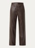 Sospiro high waist straight broek van imitatieleer met steekzakken - Bruin