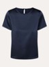 Top van satijn met ronde hals - Donkerblauw